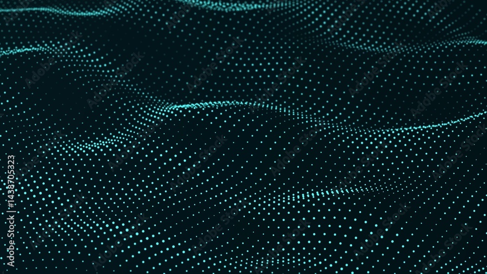 Aufkleber Abstract digital wave of particles. Futuristic point wave. Technology background. 3d