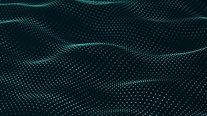Abstract digital wave of particles. Futuristic point wave. Technology background. 3d