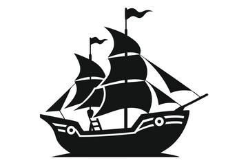 Pirate ship icon of silhouette vector illustration.