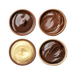 Four types of delicious chocolate isolated on transparent background