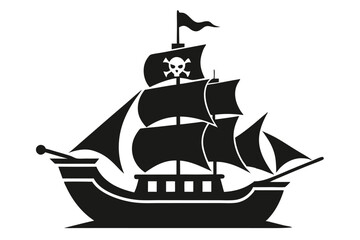 Pirate ship icon of silhouette vector illustration.