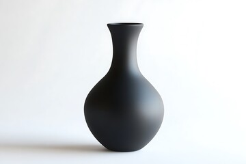 Elegant Black Vase In Minimalist Style On A Clean White Background