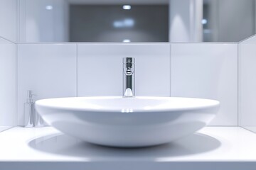 Fototapeta premium Modern sink and faucet in bathroom on white background on transparent background