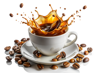 White cup of coffee with splash