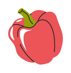 Sweet paprika pepper hand drawn