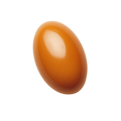 A single amber egg rests on a dark background isolated on transparent background