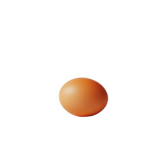 A single brown egg sits on a black background isolated on transparent background