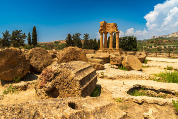 Agrigento, Sicily. Temple of Castor and Pollux one of the greeks temple of Italy, Magna Graecia. The ruins are the symbol of Agrigento city.