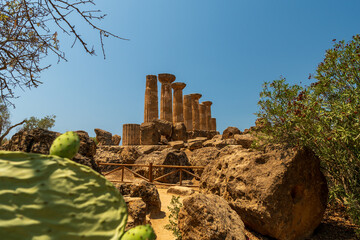 Agrigento, Sicily. Temple of Castor and Pollux one of the greeks temple of Italy, Magna Graecia. The ruins are the symbol of Agrigento city.