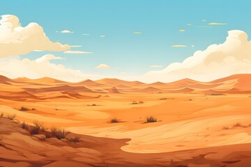 Desert Landscape Illustration Wallpaper, Desert Wallpaper, Desert Background, Desert Dunes Illustration Wall Art, Serene Desert Scenery, Sunset Desert Landscape, Sand Dunes Wallpaper, Nature Landscape