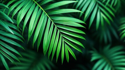 Lush Green Palm Fronds - Vibrant of lush green palm fronds, ideal for backgrounds, websites, and design projects. Tropical feel