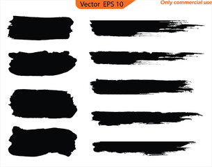 Set of grunge textures. Black and white paint brush strokes. Set of grunge banners.  Black ink line, grunge brush strokes, ink paint set, EPS 10. clip art. Paint splatter Paint stroke. Only commercial