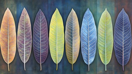 Vibrant Colorful Leaf Vein Art Print Botanical Illustration