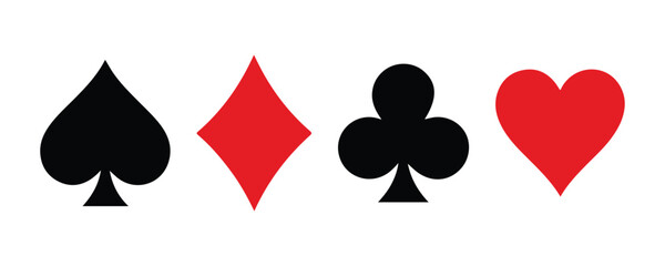 Suit deck of playing cards on white background.