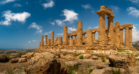 Greek temple of juno in the archaeological area of ​​agrigento. Sicily, Italy