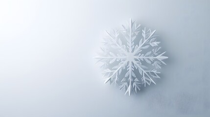 Obraz premium Intricate paper snowflake on a light blue background. Perfect for winter, Christmas, or holiday designs. Minimalist and elegant aesthetic.