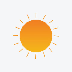 Stylized Yellow Sun Icon Illustration Isolated On White Background.
