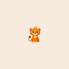 Colorful baby lion icon flat vector design. 