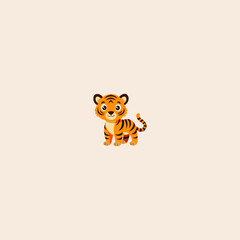Colorful baby Tiger icon flat vector design. 