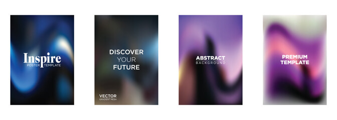 Abstract Gradient Mesh Poster Templates Inspire, Future, Backgrounds