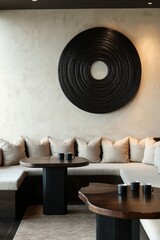 Modern Minimalist Lounge Area with Dark Accent