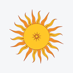 Smiling Sun with Moon Element in Retro Style
