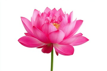 Obraz premium Pink Lotus Blossom Isolated - A vibrant pink lotus flower in full bloom, isolated on a white background. Perfect for serenity, nature, and beauty themes