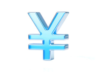 Obraz premium 3D Japanese Yen Symbol in Light Blue Glossy Design