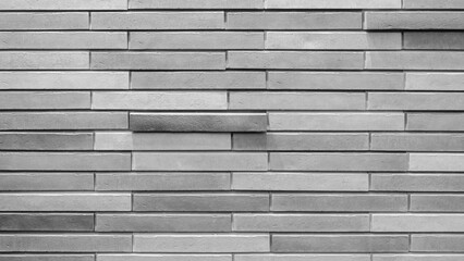 A brick wall with a white brick in the middle. The wall is made of gray bricks and has a white brick in the middle. The white brick stands out against the gray background