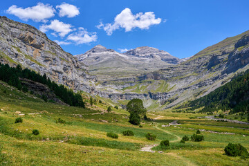 Ordesa Valley in the Pyrenees. Ordesa and Monte Perdido National Park in Huesca, Aragon, Spain.