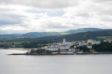 Fototapeta premium View of Castropol from Ribadeo, at the other side of the river. Asturias, Spain
