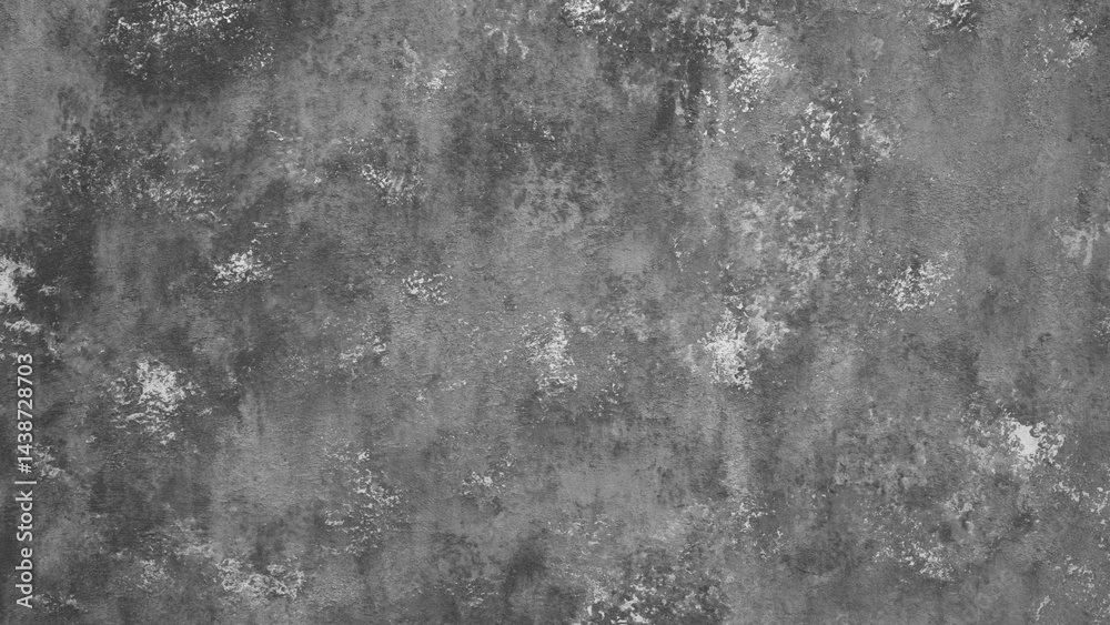 Poster Gray wall with many cracks holes scratches and marks. wall is made of concrete and has a rough texture as an abstract texture background for template pages and banners.