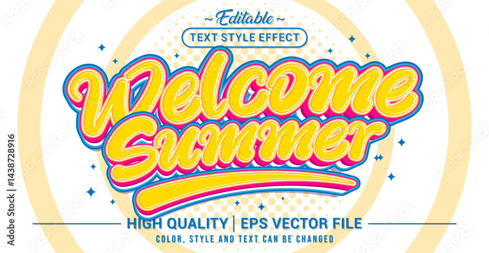 Aufkleber Editable text style effect - Welcome Summer text style theme. Vector text style illustration template.