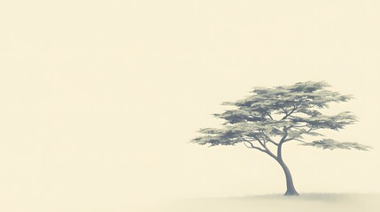 Serene Single Tree Minimalist Landscape Art