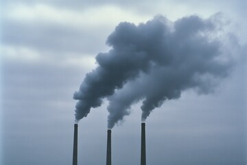 Industrial pollution against a cloudy sky