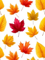 Fototapeta premium Vibrant Autumn Leaves Pattern - Autumn foliage, fall colors, nature's beauty, seasonal change, Thanksgiving. Symbolizing warmth, change, beauty, harvest, and tranquility