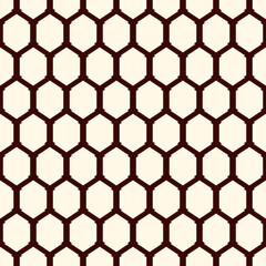 Honeycomb seamless pattern. Hexagon mosaic tiles ornament. Ethnic surface print. Repeated geometric figures background. Ornamental wallpaper. Modern geo design digital paper.