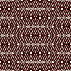 Zigzag seamless pattern. Hexagon mosaic tiles ornament. Ethnic surface print. Repeated geometric figures background. Ornamental wallpaper. Modern geo design digital paper. Vector abstract art