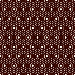 Zigzag seamless pattern. Hexagon mosaic tiles ornament. Ethnic surface print. Repeated geometric figures background. Ornamental wallpaper. Modern geo design digital paper. Vector abstract art