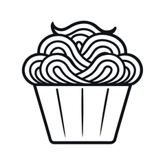 outline of a noodles line art vector
