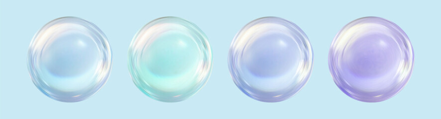 Realistic glossy glass ball.Abstract 3D light bubble with glare.Geometric abstract shape.