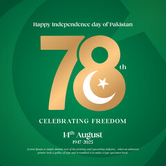 78th year of Pakistan's Independence Day, 14 August vector illustration.