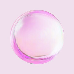 Realistic glossy glass ball.Abstract 3D light bubble with glare.Geometric abstract shape.