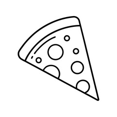 outline of a pizza slice with line art vector