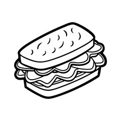 outline of a sandwich line art vector
