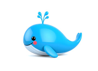 A cute blue cartoon baby dolphin, a funny aquatic animal illustration, swims in the sea water of the ocean, a vector design icon of nature and wildlife art