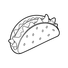 outline of a taco line art vector