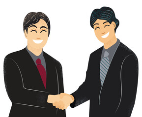 Fototapeta premium Vector image of businessmen. Agreement. Conclusion of a deal. Two men shaking hands