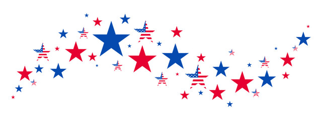 USA border, American flag stars banner, 4th July decoration