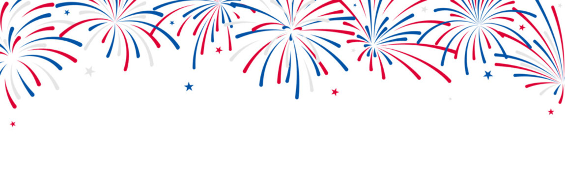 4th of July background, USA fireworks, Independence Day